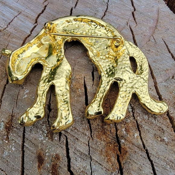 VIntage JAGUAR Cat Gold and Black enamel Brooch. - Picture 3 of 4